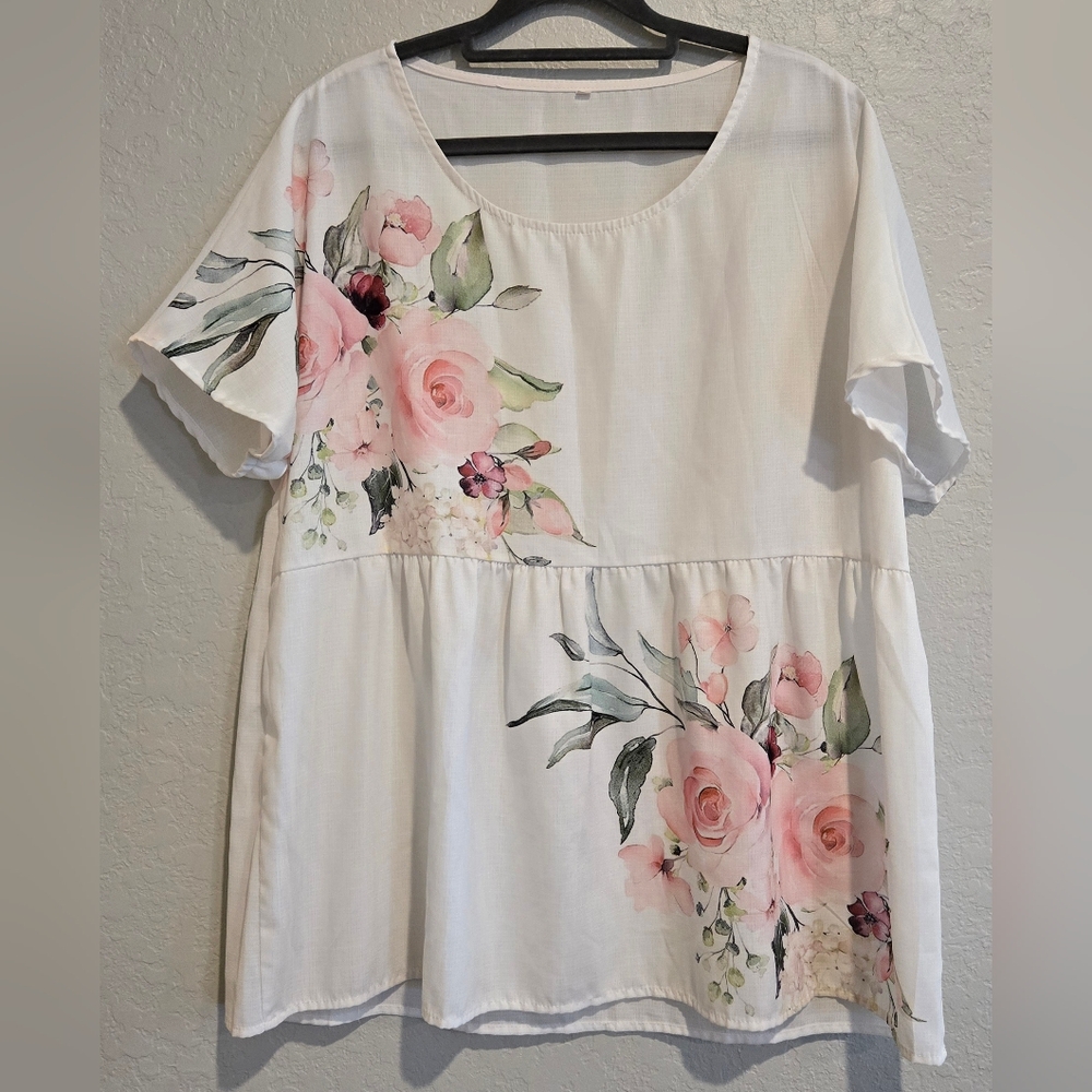 Spring Floral Blouse - 2X